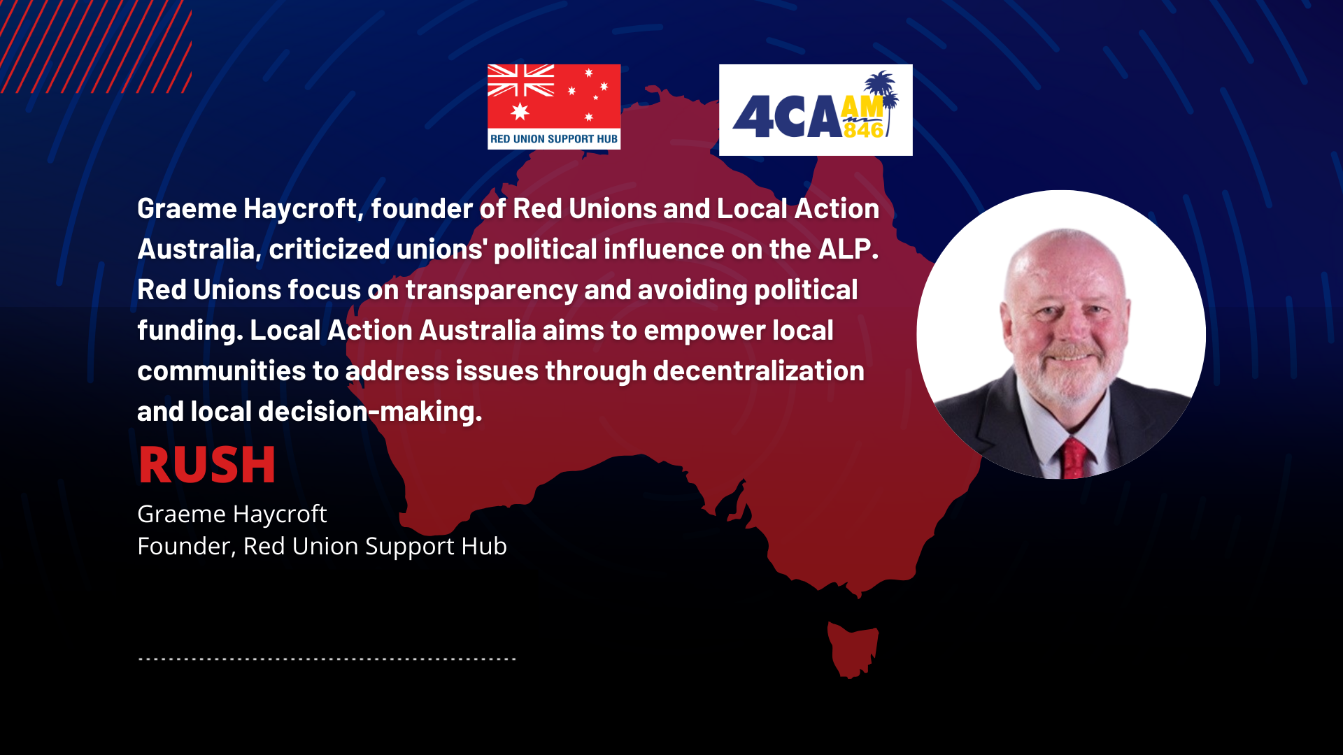 RUSH Founder Graeme Haycroft on 4CA Cairns