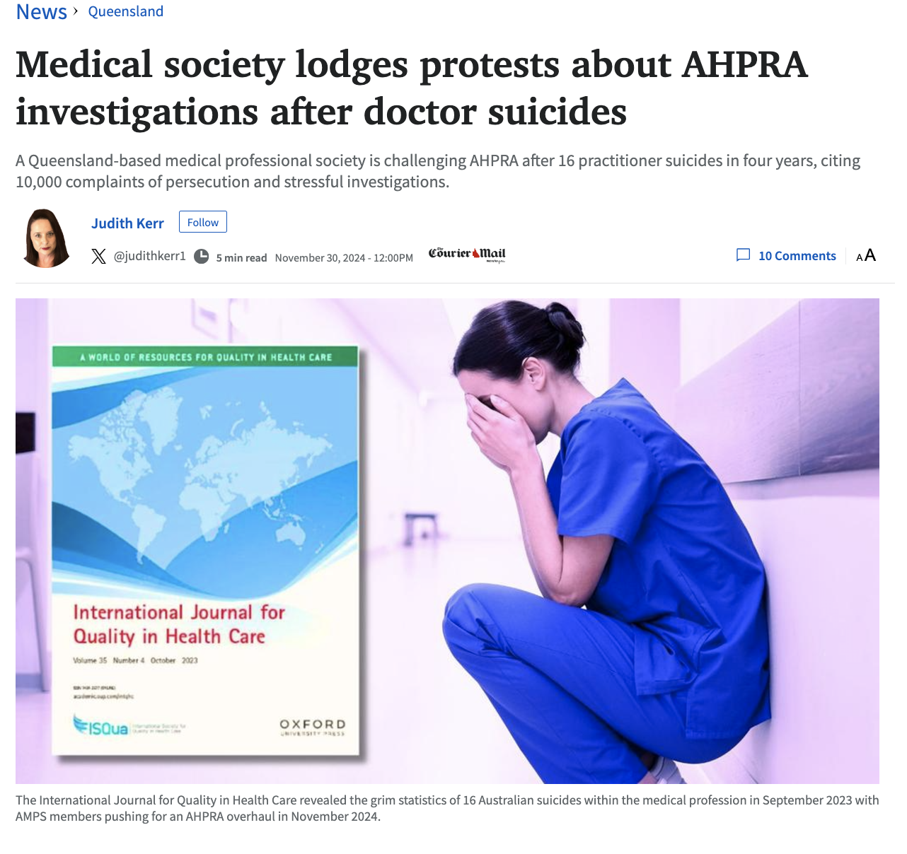AMPS lodges protests about AHPRA investigations after doctor suicides