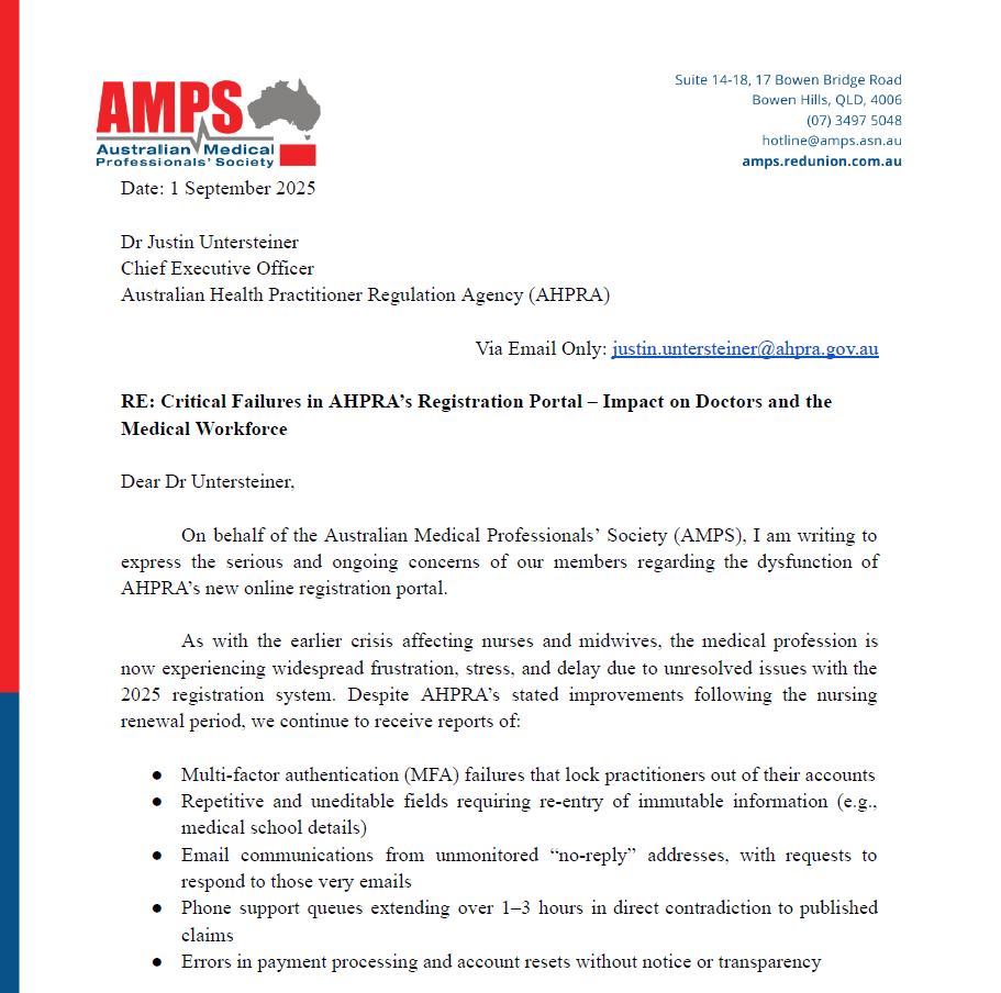 Letter to CEO of AHPRA: Critical Failures in AHPRA’s Registration Portal